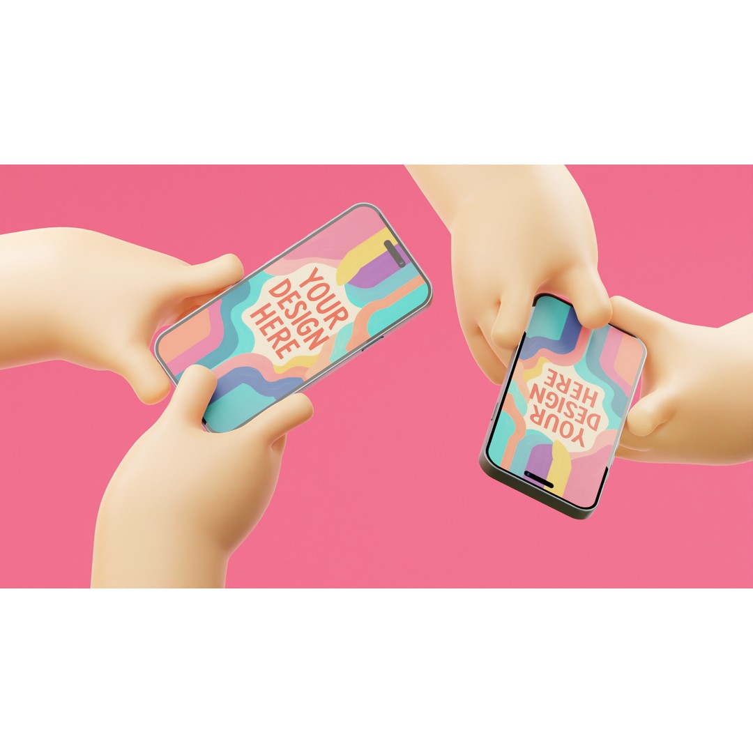 Cartoon Hands Holding Smartphone 3D Model – Low Poly Game Asset, FBX, OBJ - View 5