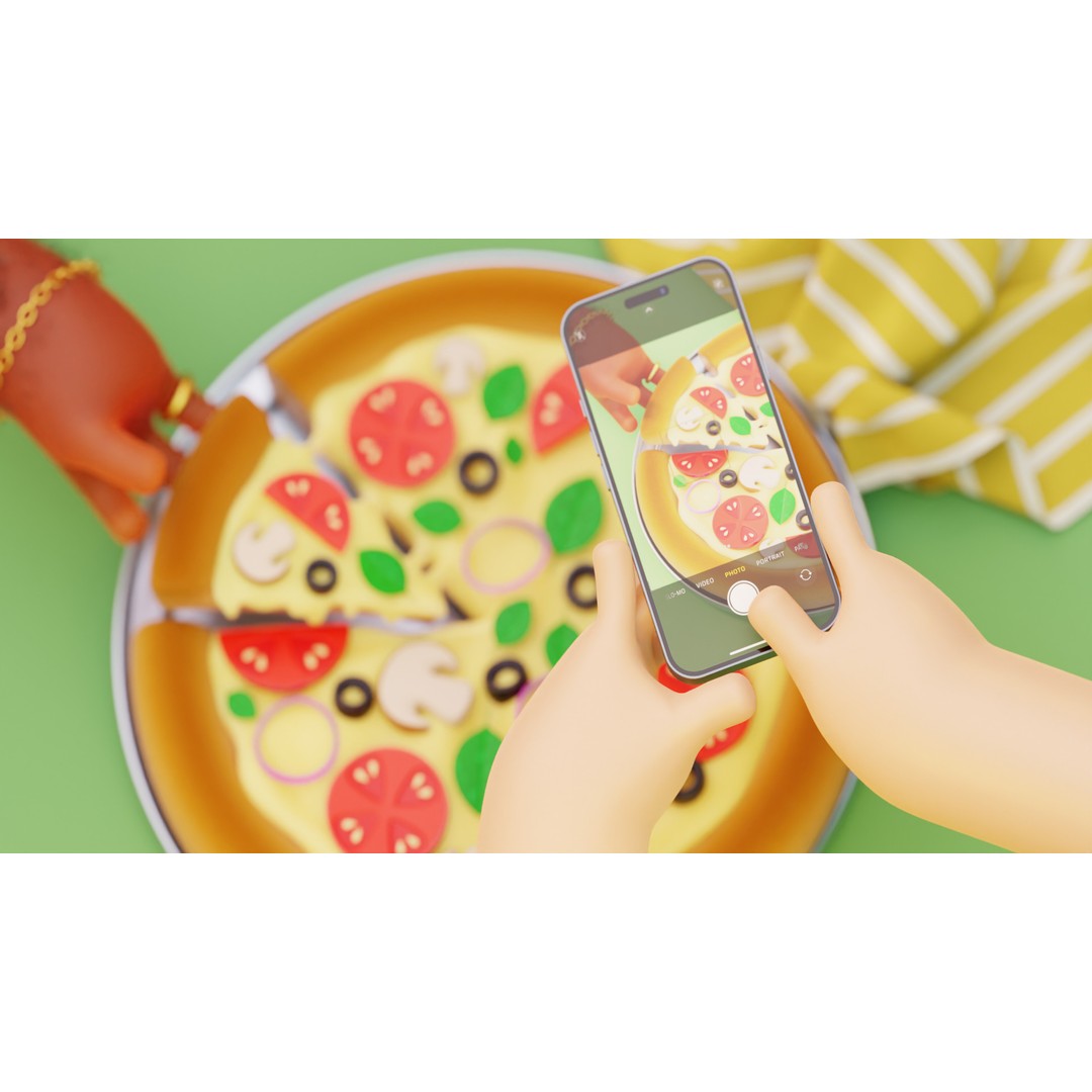 Cartoon Hands Holding Smartphone 3D Model – Low Poly Game Asset, FBX, OBJ - View 9