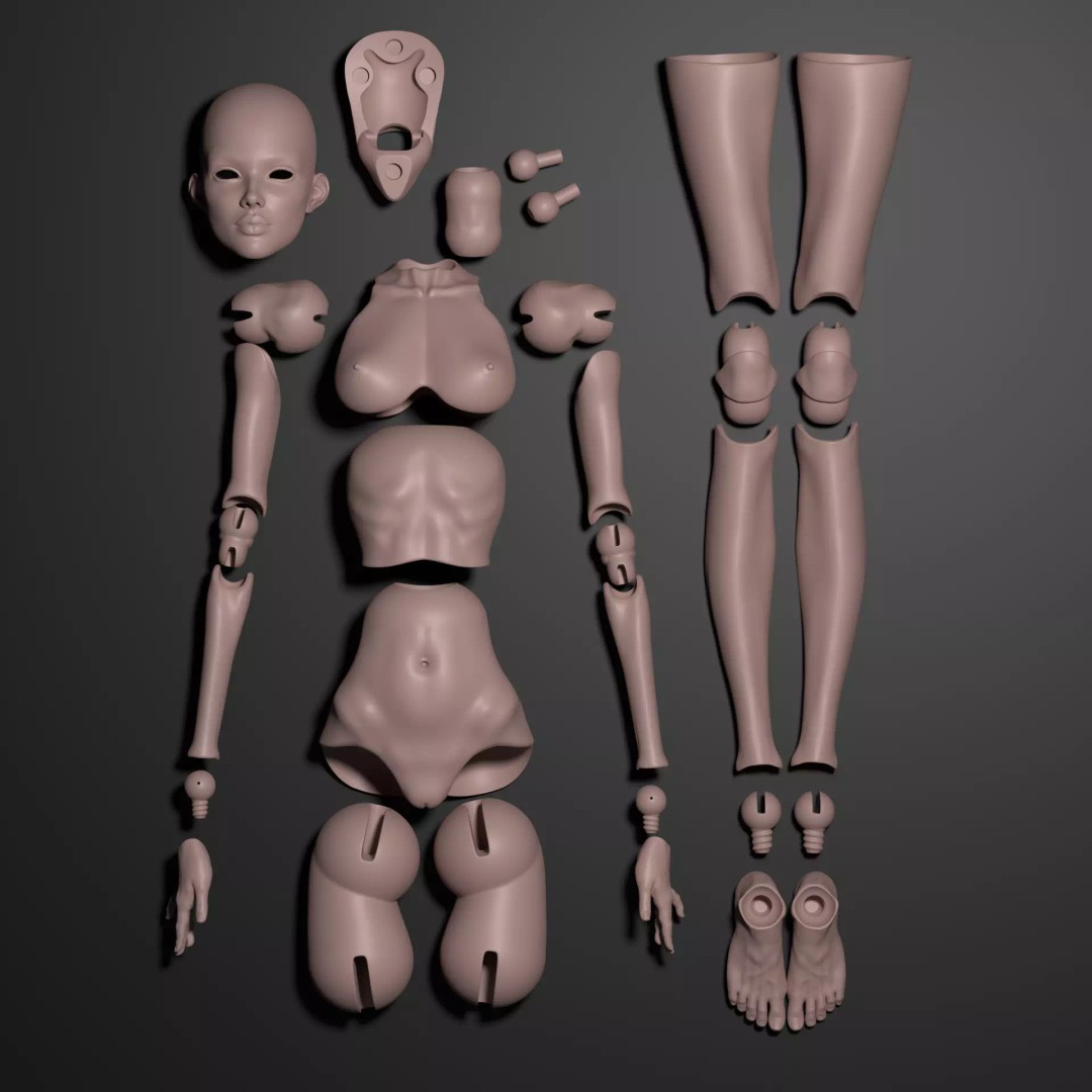 Realistic Female BJD Doll 3D Model – Articulated STL OBJ for Printing