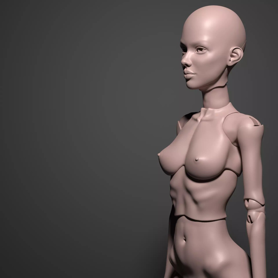 Realistic Female BJD Doll 3D Model – Articulated STL OBJ for Printing - View 5