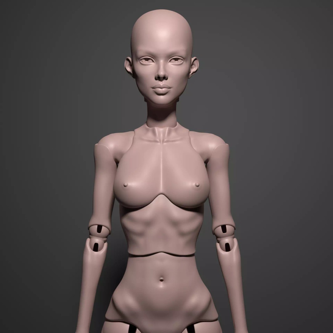 Realistic Female BJD Doll 3D Model – Articulated STL OBJ for Printing - View 6