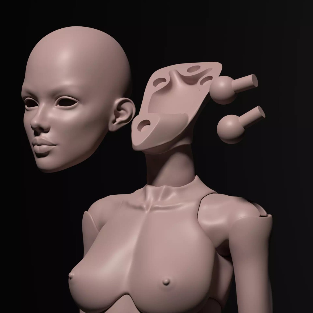 Realistic Female BJD Doll 3D Model – Articulated STL OBJ for Printing - View 9