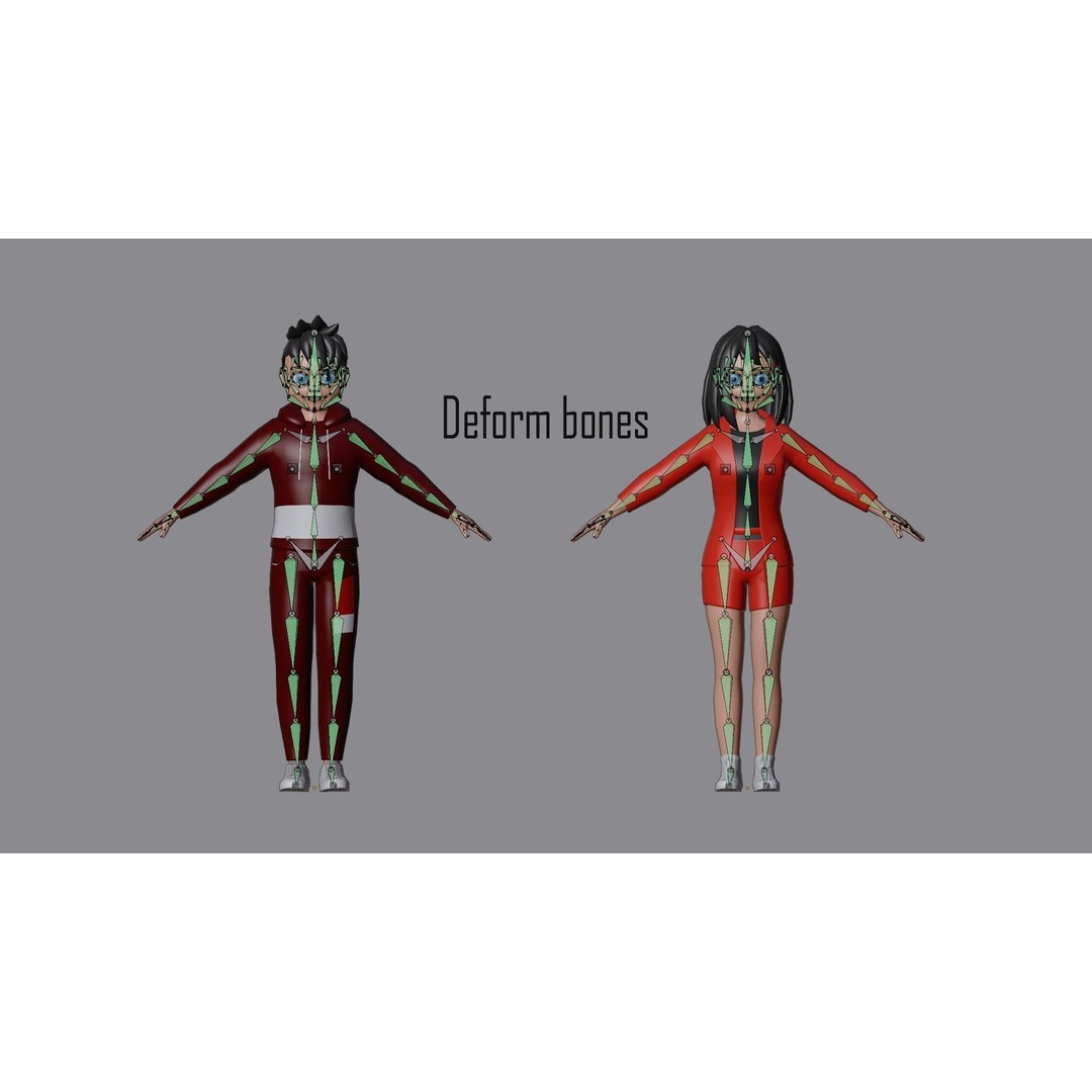 Cartoon Character 3D Models – Low Poly Rigged Set for Games, FBX, OBJ - View 12