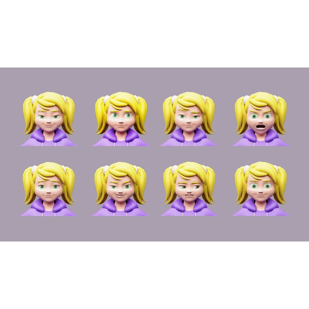 Cartoon Character 3D Models – Low Poly Rigged Set for Games, FBX, OBJ - View 3