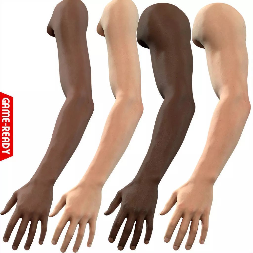 First Person Arms 3D Model – Low Poly Game-Ready Asset, FBX, OBJ - View 2