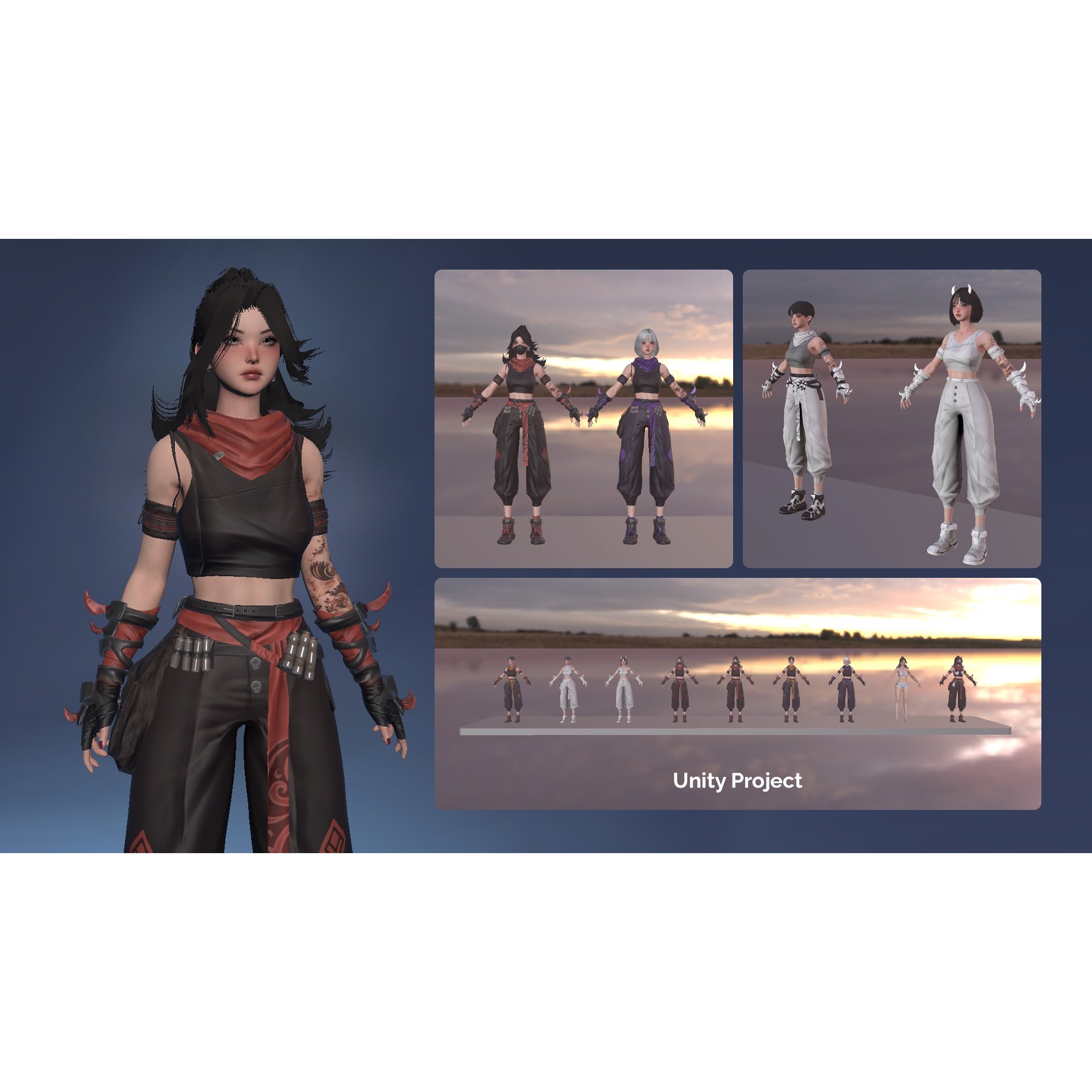Cyberpunk Ninja Girl Vex - Low-Poly Game-Ready 3D Model - View 21