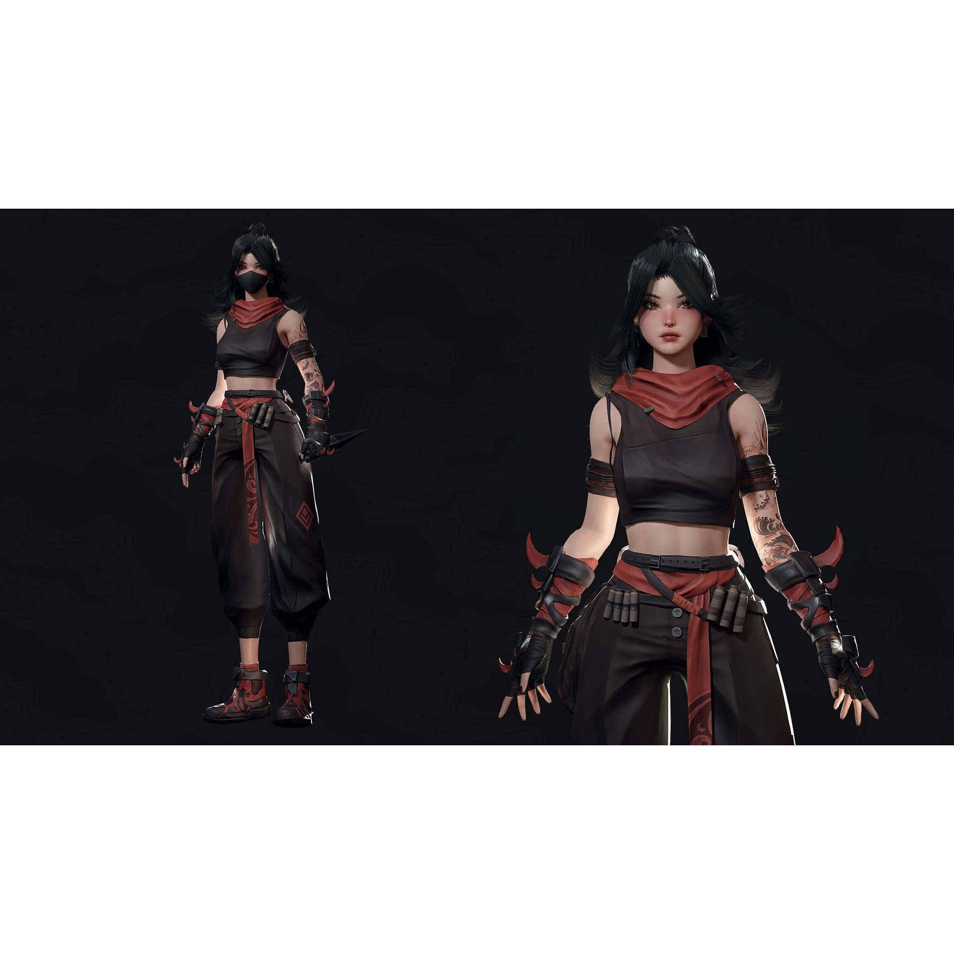 Cyberpunk Ninja Girl Vex - Low-Poly Game-Ready 3D Model - View 4