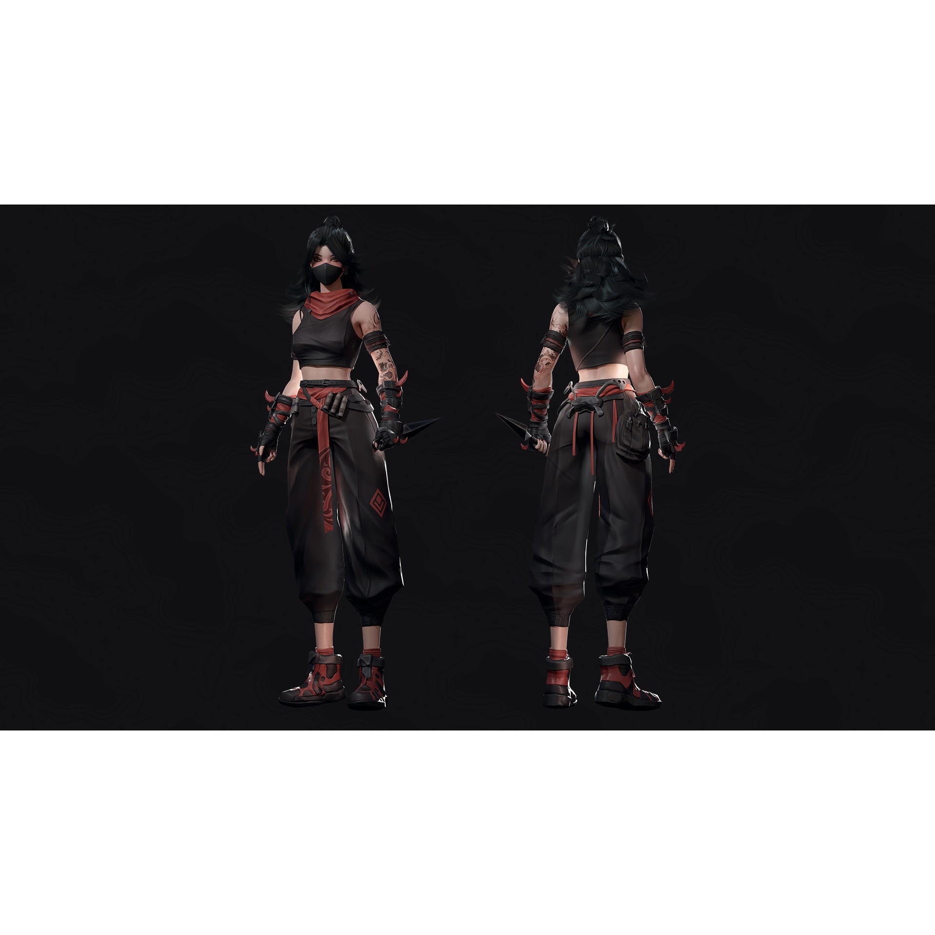 Cyberpunk Ninja Girl Vex - Low-Poly Game-Ready 3D Model - View 5