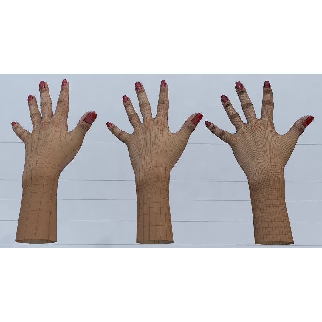 Female Left Hand 3D Model – Low Poly Character Asset, FBX - View 21