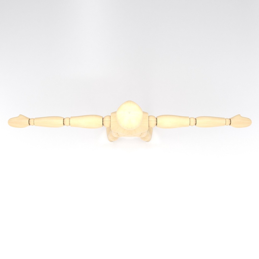 Wooden Mannequin 3D Model – Rigged Character for Animation, FBX, Blender - View 10