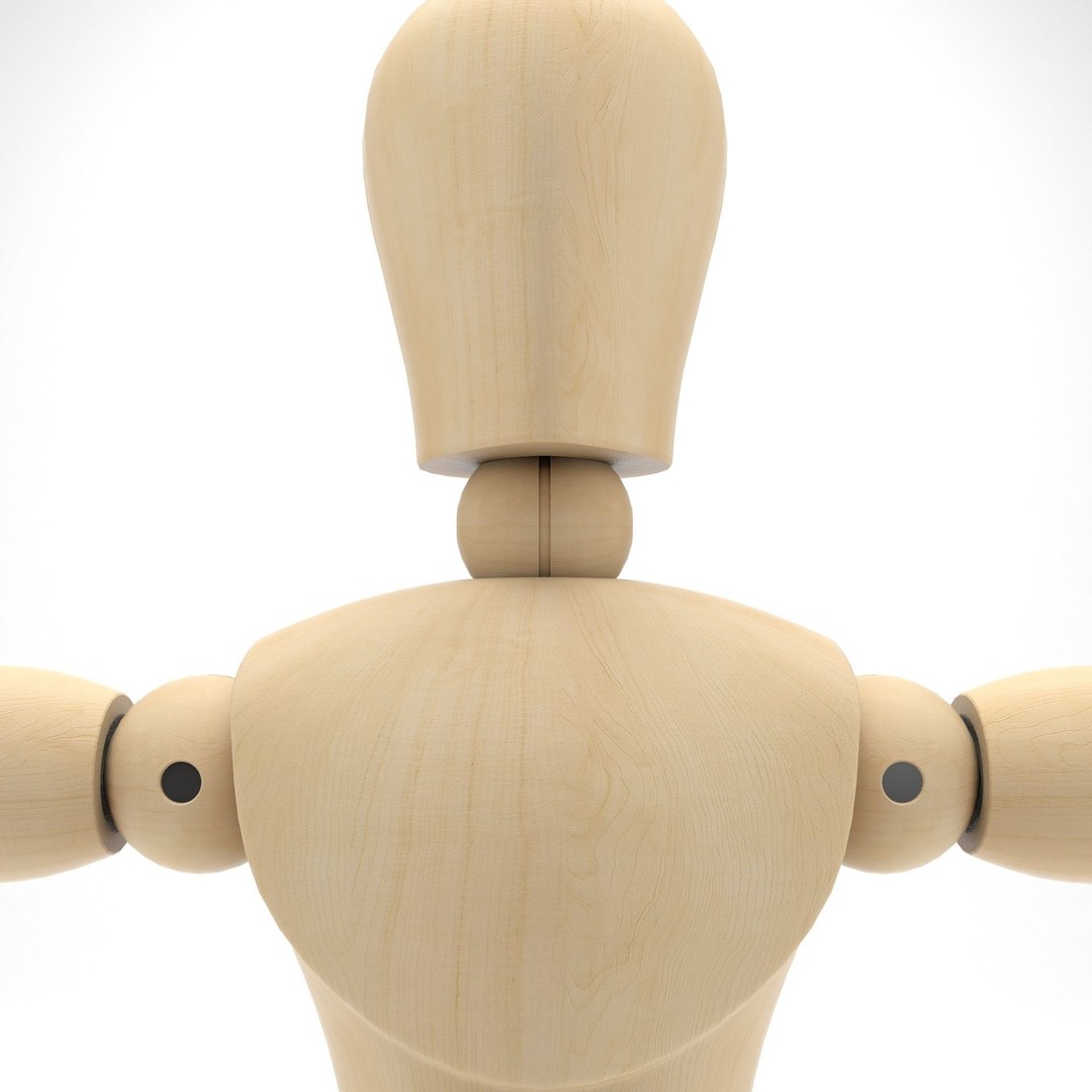 Wooden Mannequin 3D Model – Rigged Character for Animation, FBX, Blender - View 11