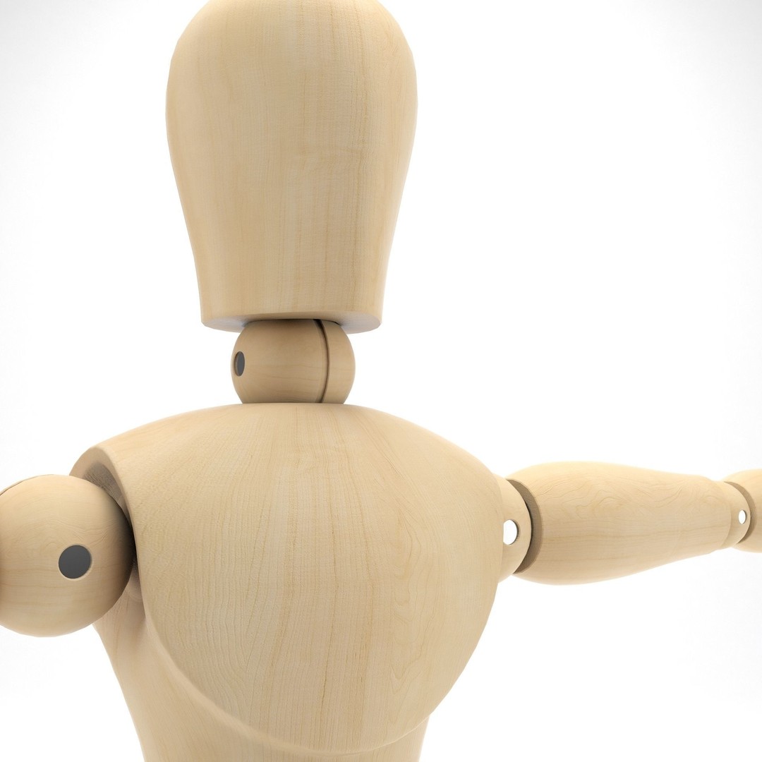 Wooden Mannequin 3D Model – Rigged Character for Animation, FBX, Blender - View 12