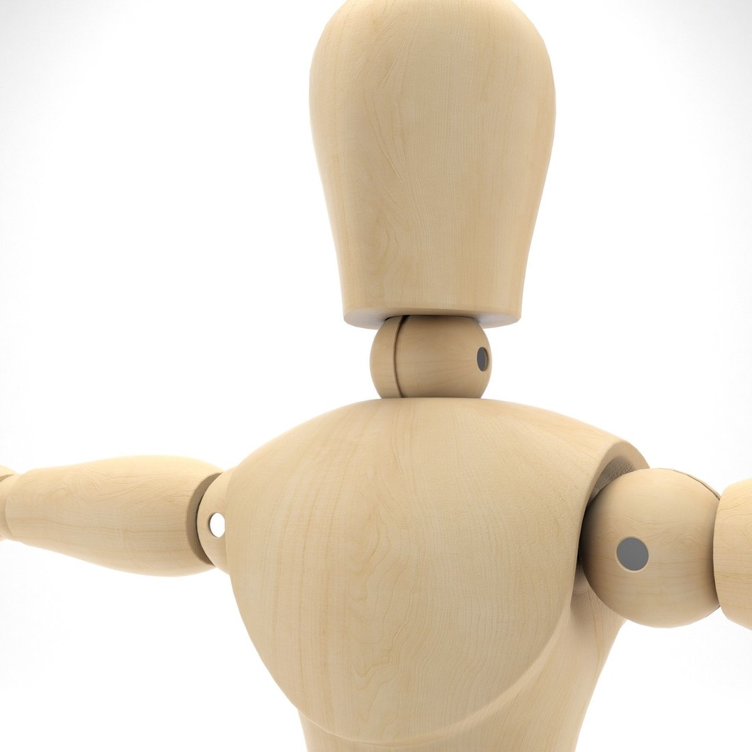 Wooden Mannequin 3D Model – Rigged Character for Animation, FBX, Blender - View 13