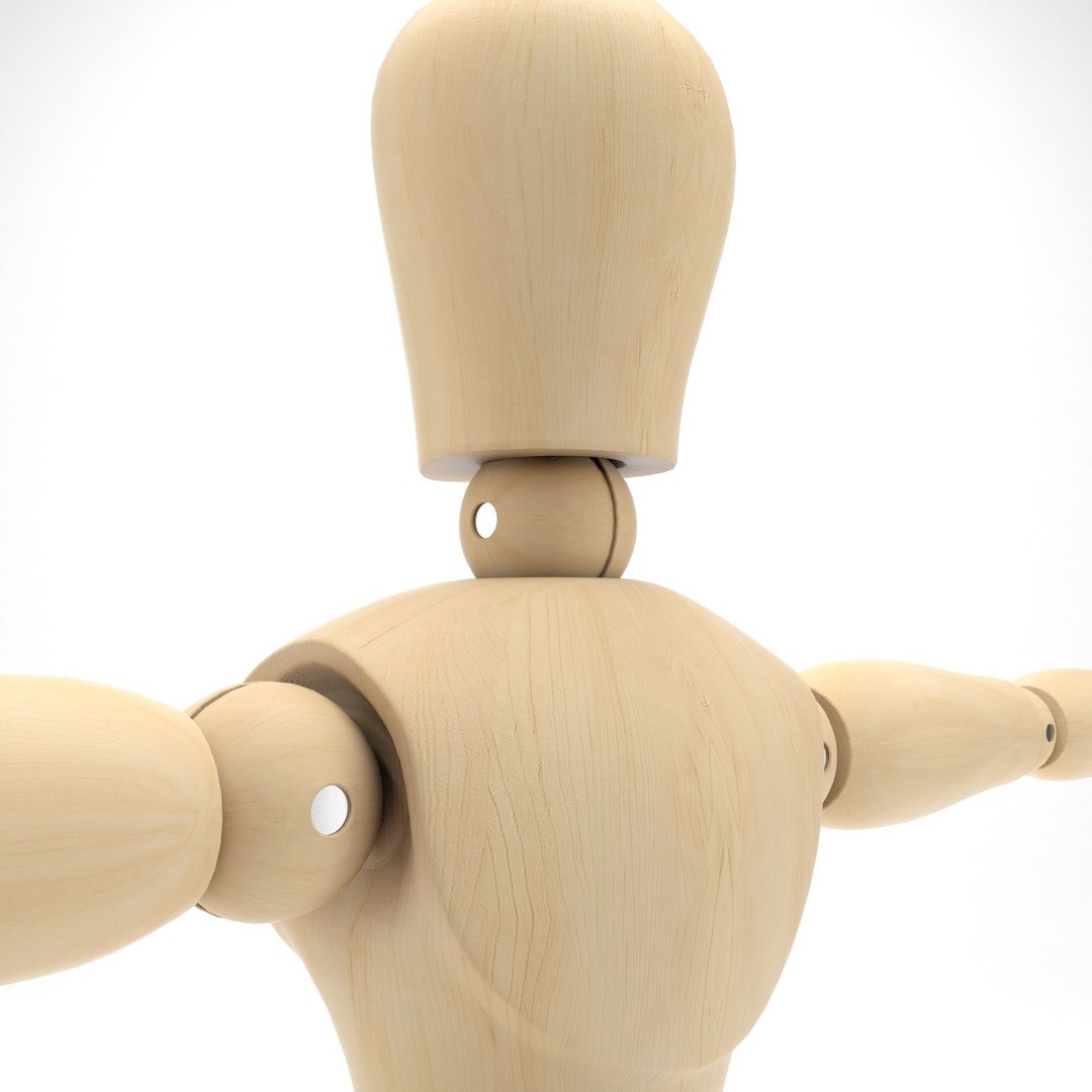 Wooden Mannequin 3D Model – Rigged Character for Animation, FBX, Blender - View 14