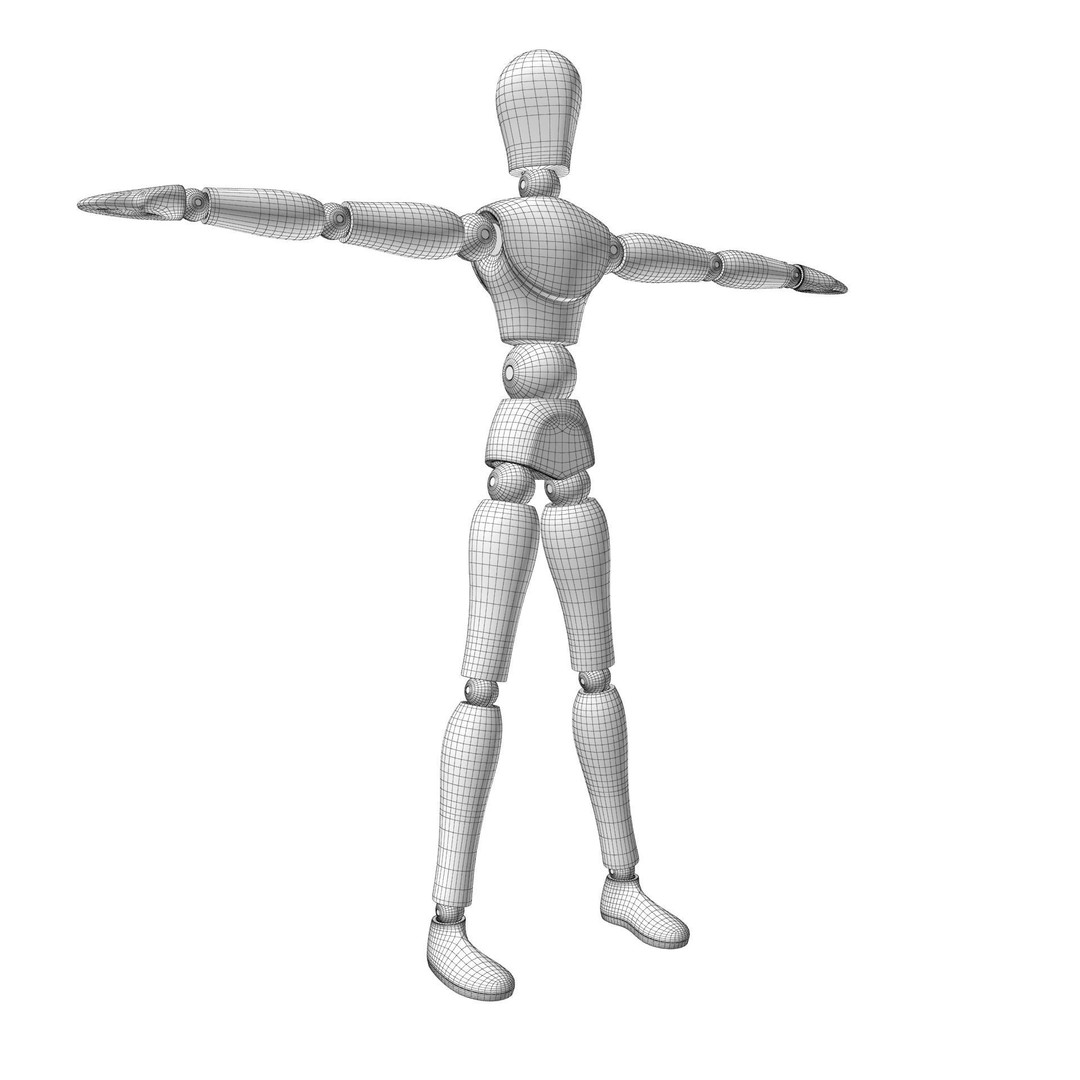 Wooden Mannequin 3D Model – Rigged Character for Animation, FBX, Blender - View 17