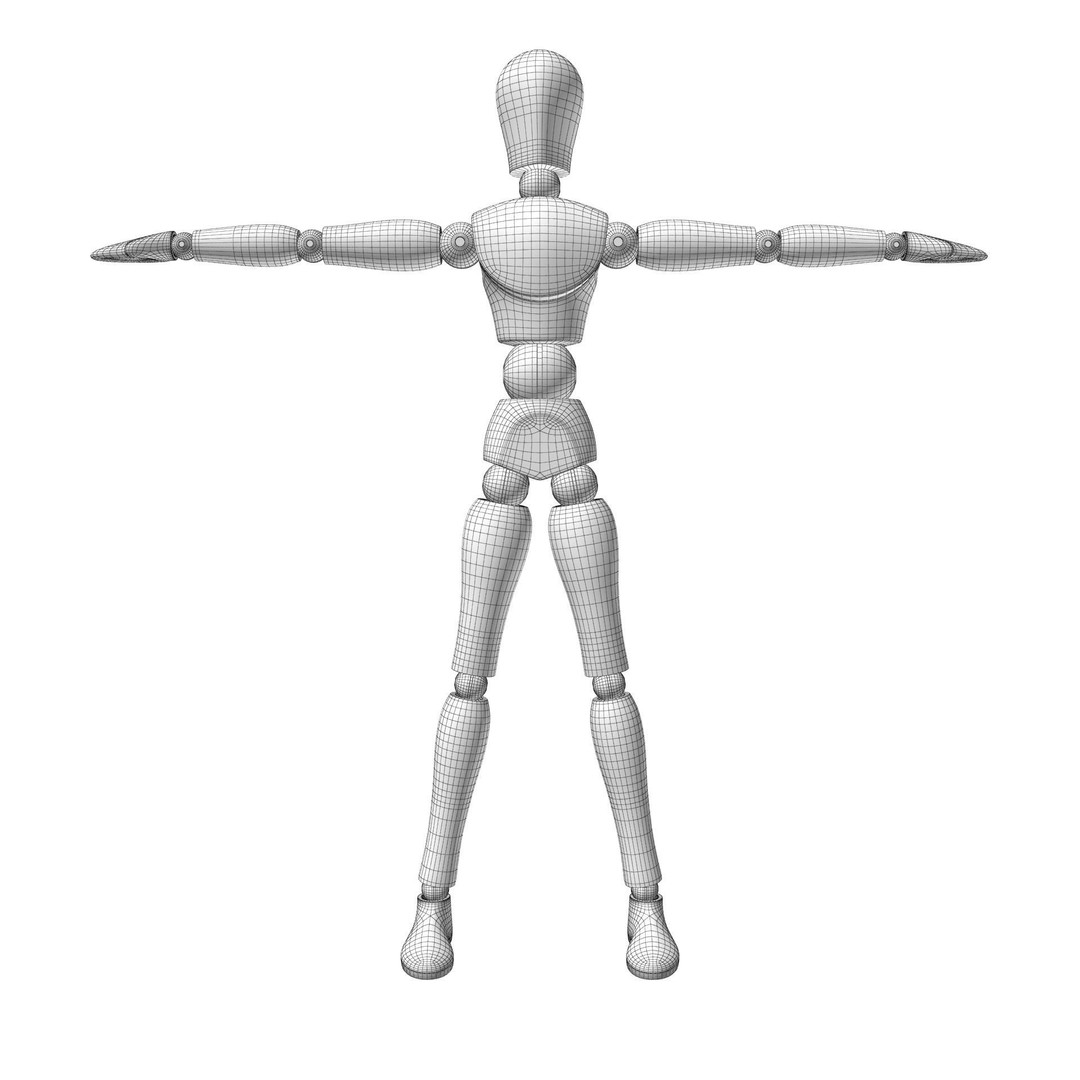 Wooden Mannequin 3D Model – Rigged Character for Animation, FBX, Blender - View 18