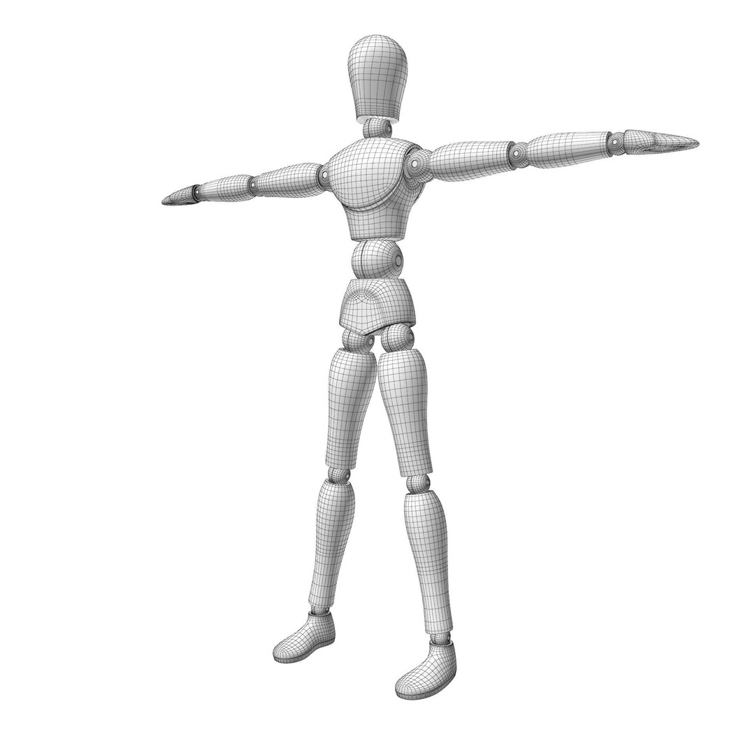 Wooden Mannequin 3D Model – Rigged Character for Animation, FBX, Blender - View 19