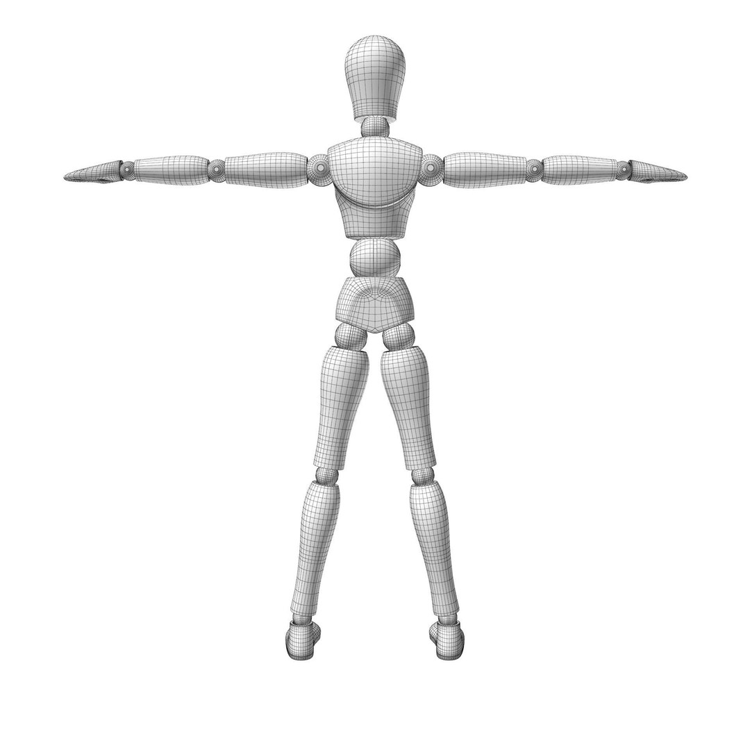 Wooden Mannequin 3D Model – Rigged Character for Animation, FBX, Blender - View 22