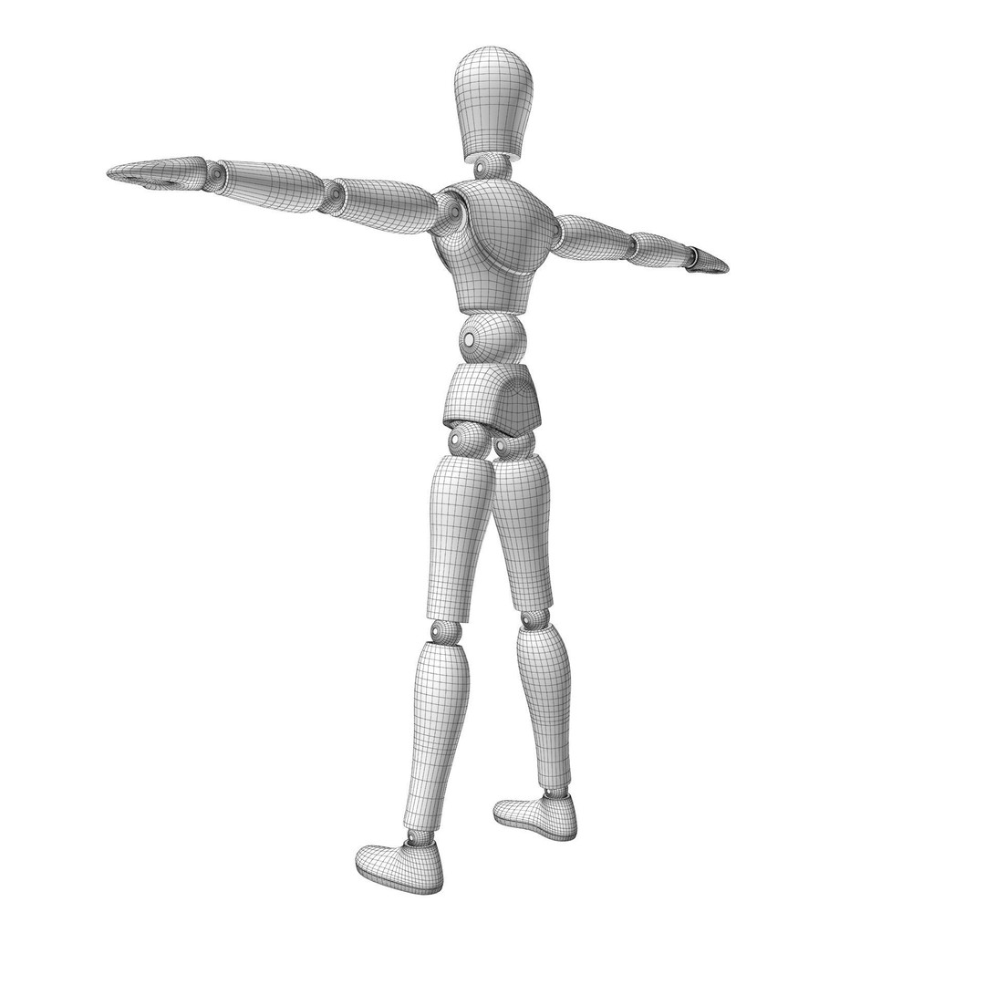 Wooden Mannequin 3D Model – Rigged Character for Animation, FBX, Blender - View 23