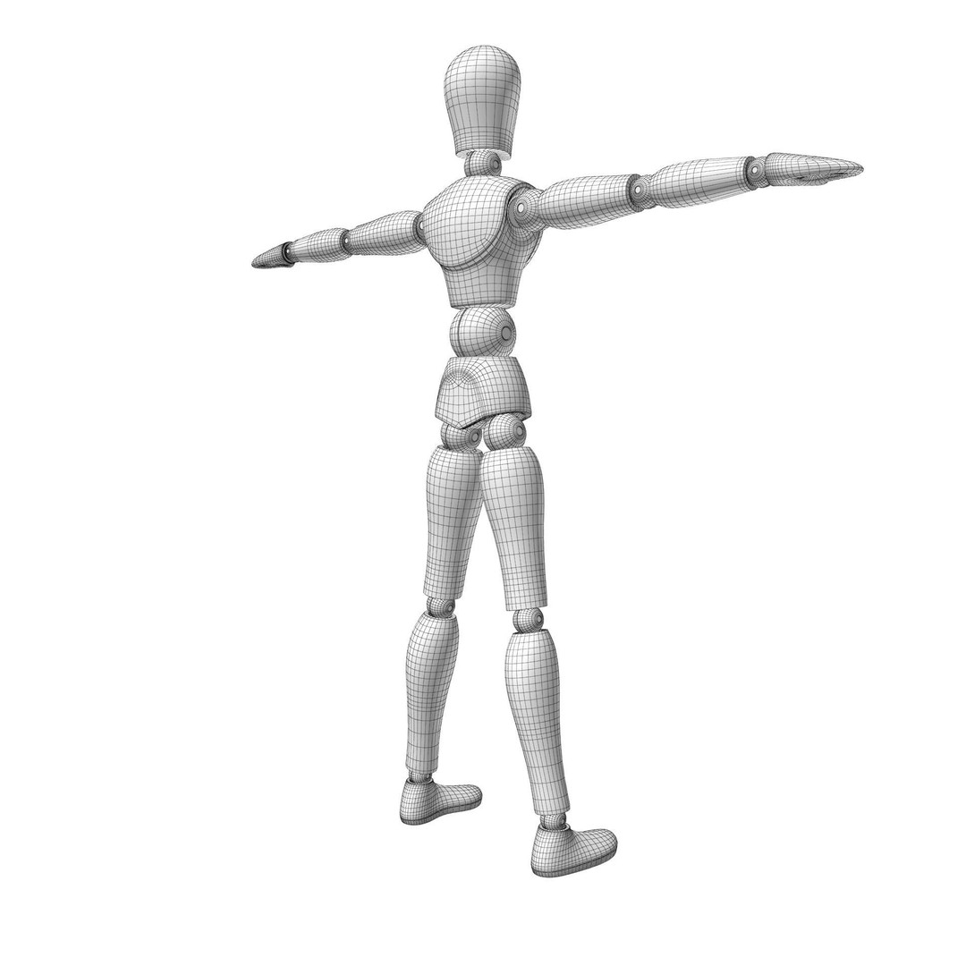 Wooden Mannequin 3D Model – Rigged Character for Animation, FBX, Blender - View 24