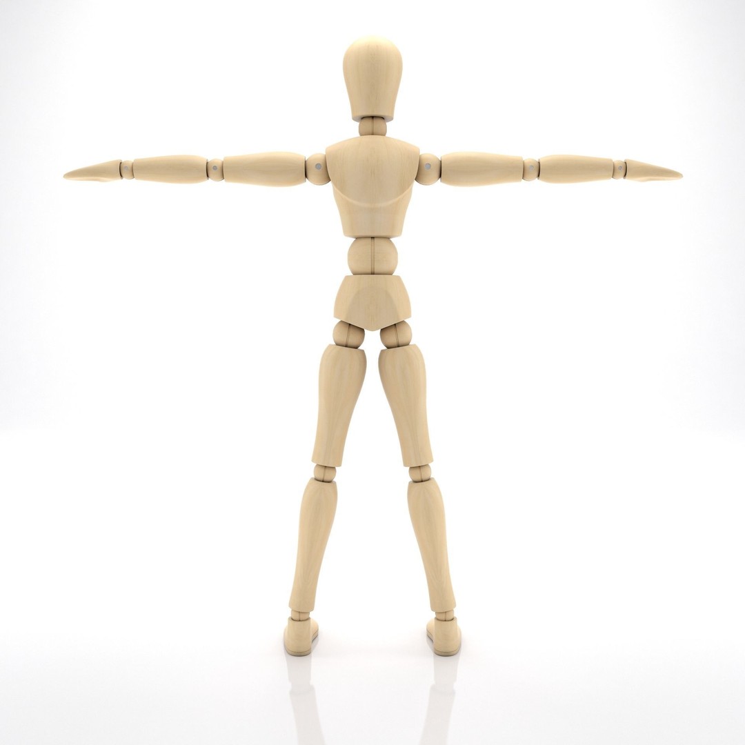 Wooden Mannequin 3D Model – Rigged Character for Animation, FBX, Blender - View 7