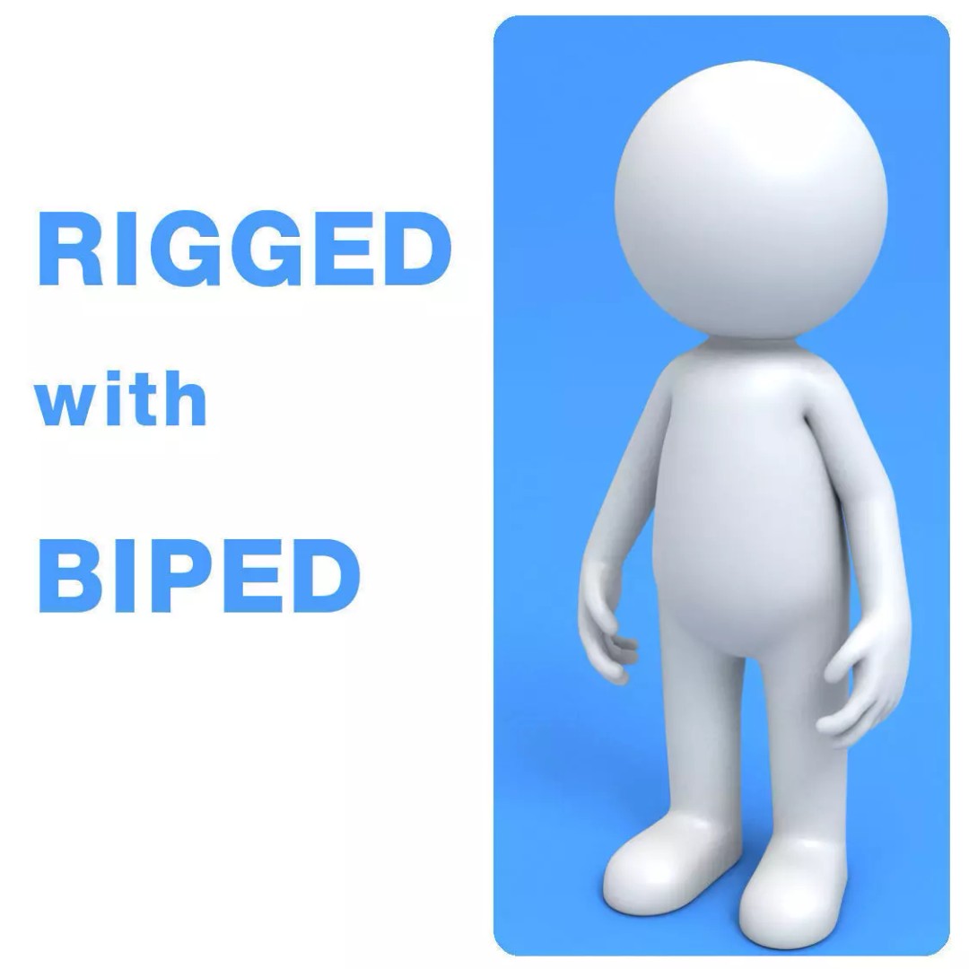 Stickman 3D Model – Rigged Character for Animation, FBX, OBJ - View 2