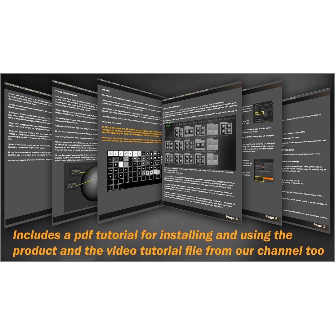 Face Details Maker 3D Model – 100 ZBrush Brushes for Realistic Textures - View 13