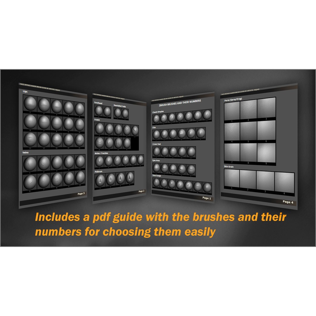 Face Details Maker 3D Model – 100 ZBrush Brushes for Realistic Textures - View 14
