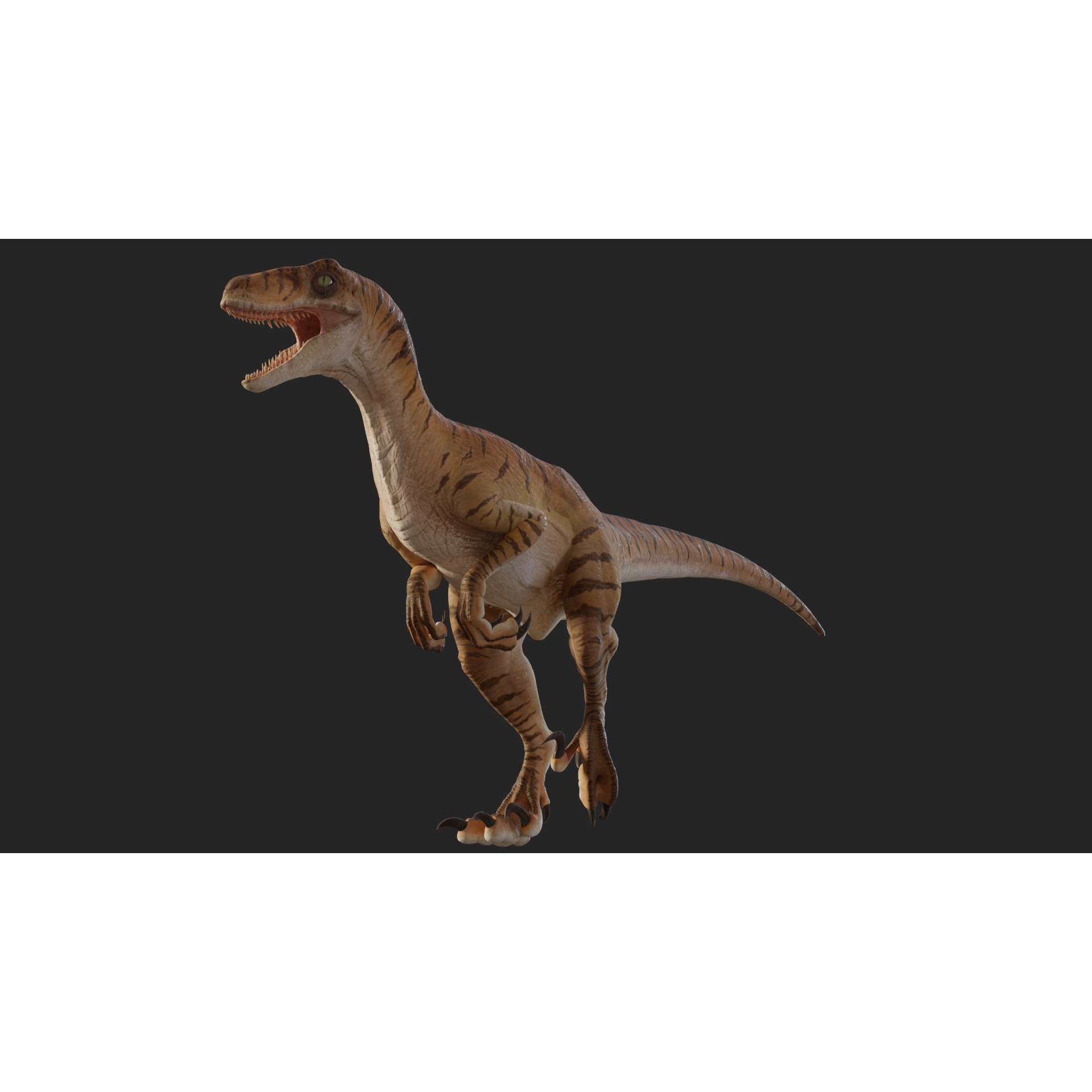 Jurassic Park Velociraptor - Low-Poly Game-Ready 3D Model - View 26
