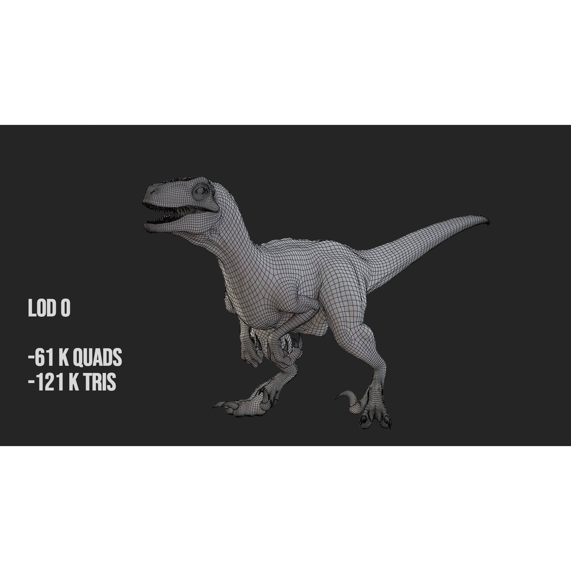 Jurassic Park Velociraptor - Low-Poly Game-Ready 3D Model - View 30