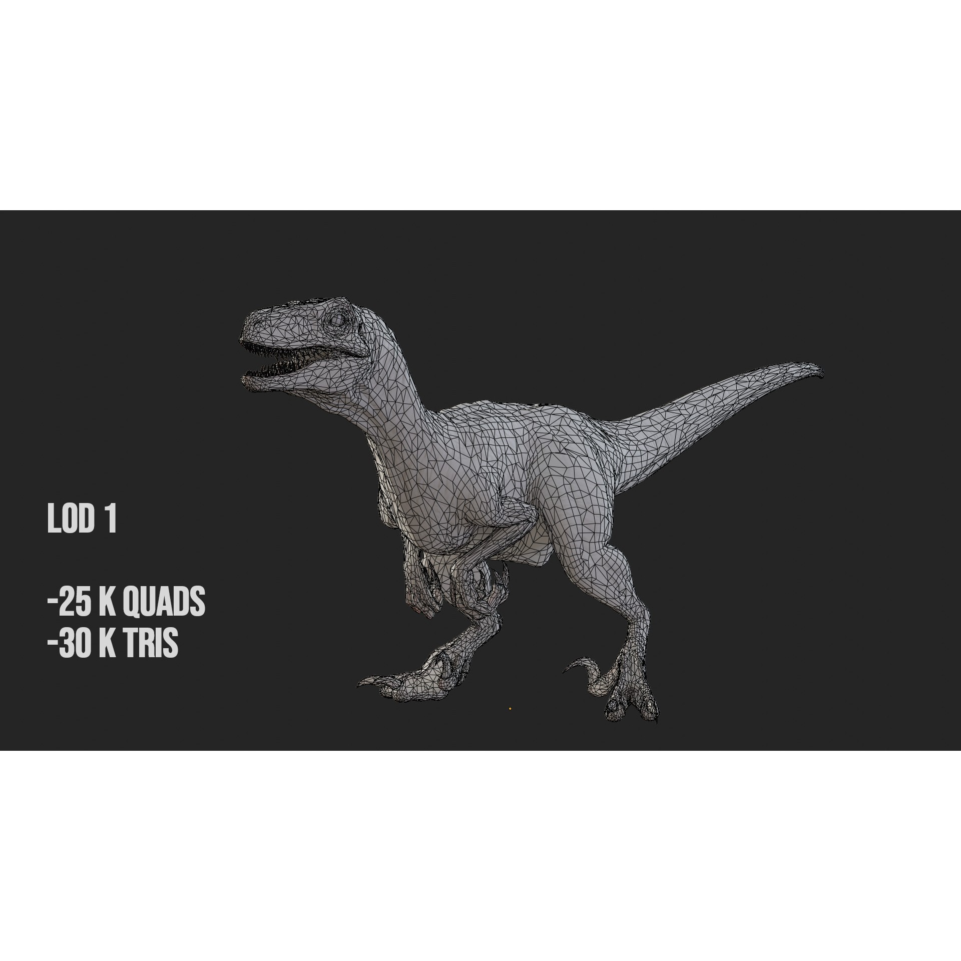 Jurassic Park Velociraptor - Low-Poly Game-Ready 3D Model - View 33