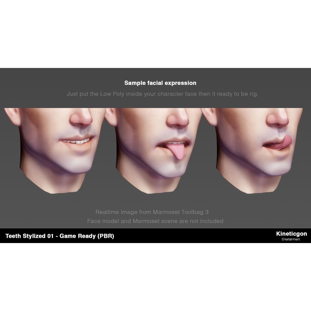 Stylized Teeth 3D Model – Low Poly Game Ready PBR Asset, FBX - View 5