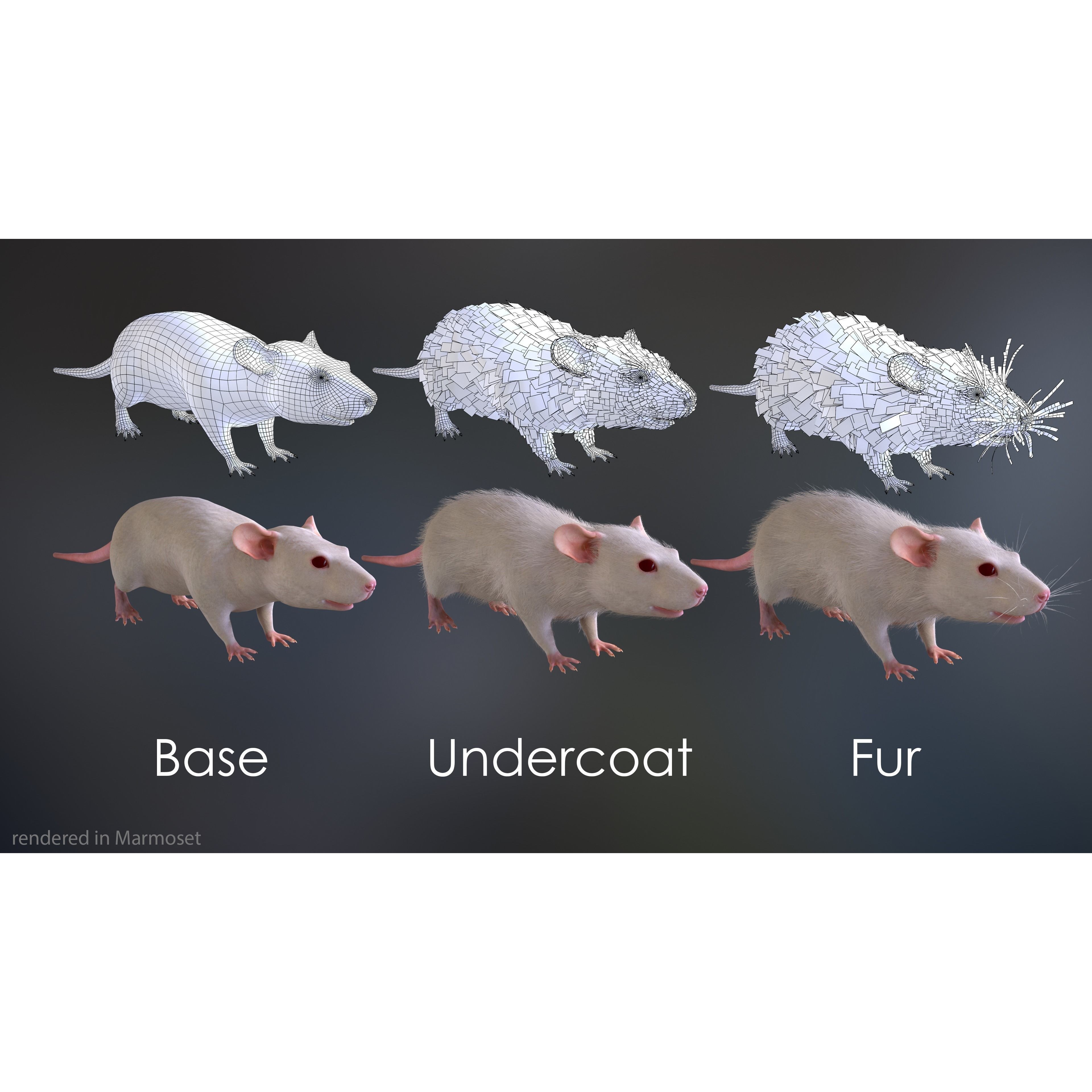 Mouse Rat - Low-Poly Game-Ready 3D Model - View 4