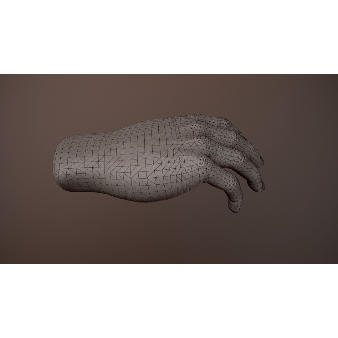 Male Hand 3D Model – Low Poly Rigged Asset with PBR Textures