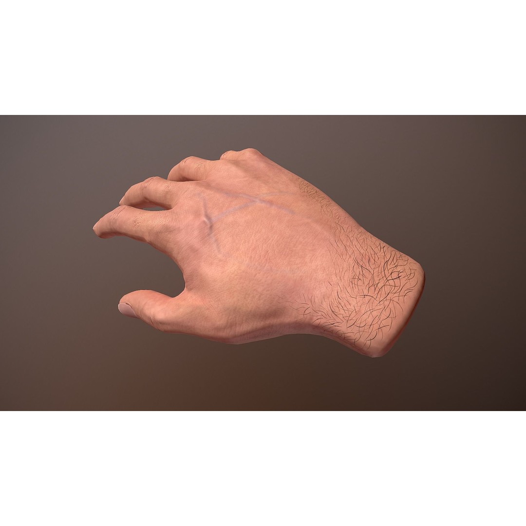 Male Hand 3D Model – Low Poly Rigged Asset with PBR Textures - View 10