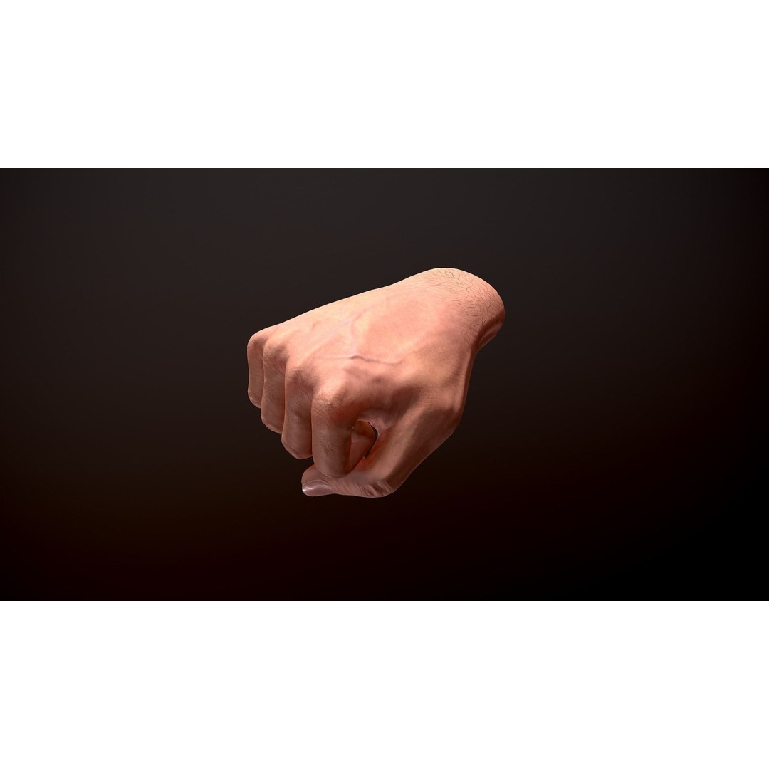 Male Hand 3D Model – Low Poly Rigged Asset with PBR Textures - View 11