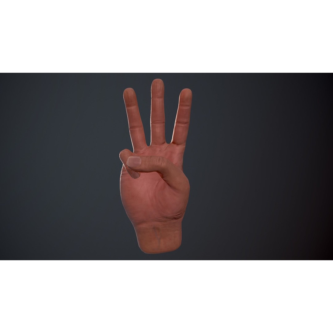 Male Hand 3D Model – Low Poly Rigged Asset with PBR Textures - View 19