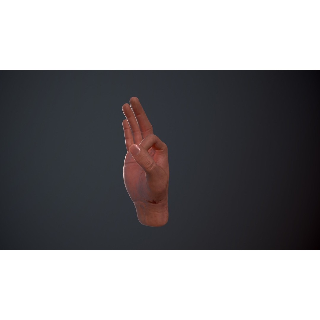 Male Hand 3D Model – Low Poly Rigged Asset with PBR Textures - View 21