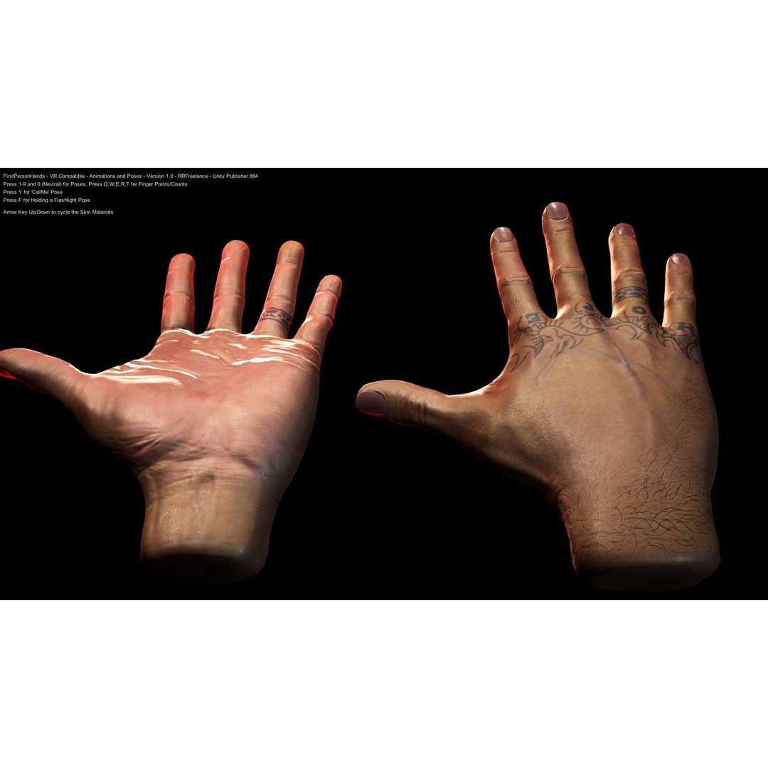 Male Hand 3D Model – Low Poly Rigged Asset with PBR Textures - View 5