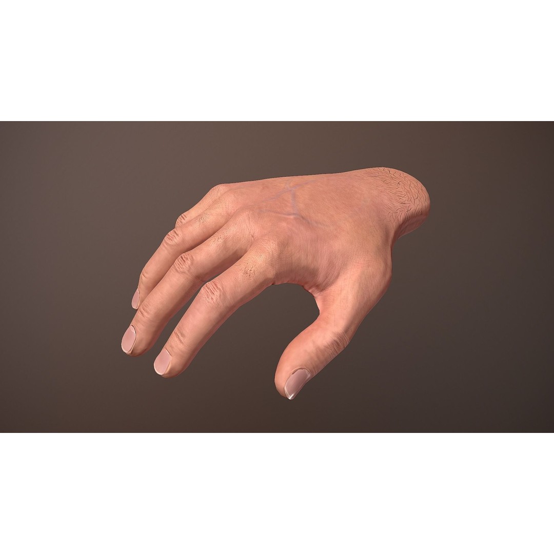 Male Hand 3D Model – Low Poly Rigged Asset with PBR Textures - View 7