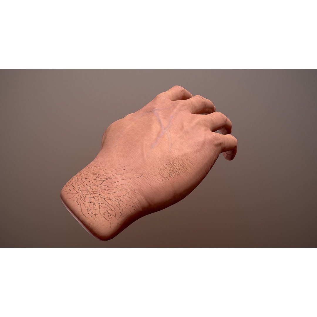 Male Hand 3D Model – Low Poly Rigged Asset with PBR Textures - View 9