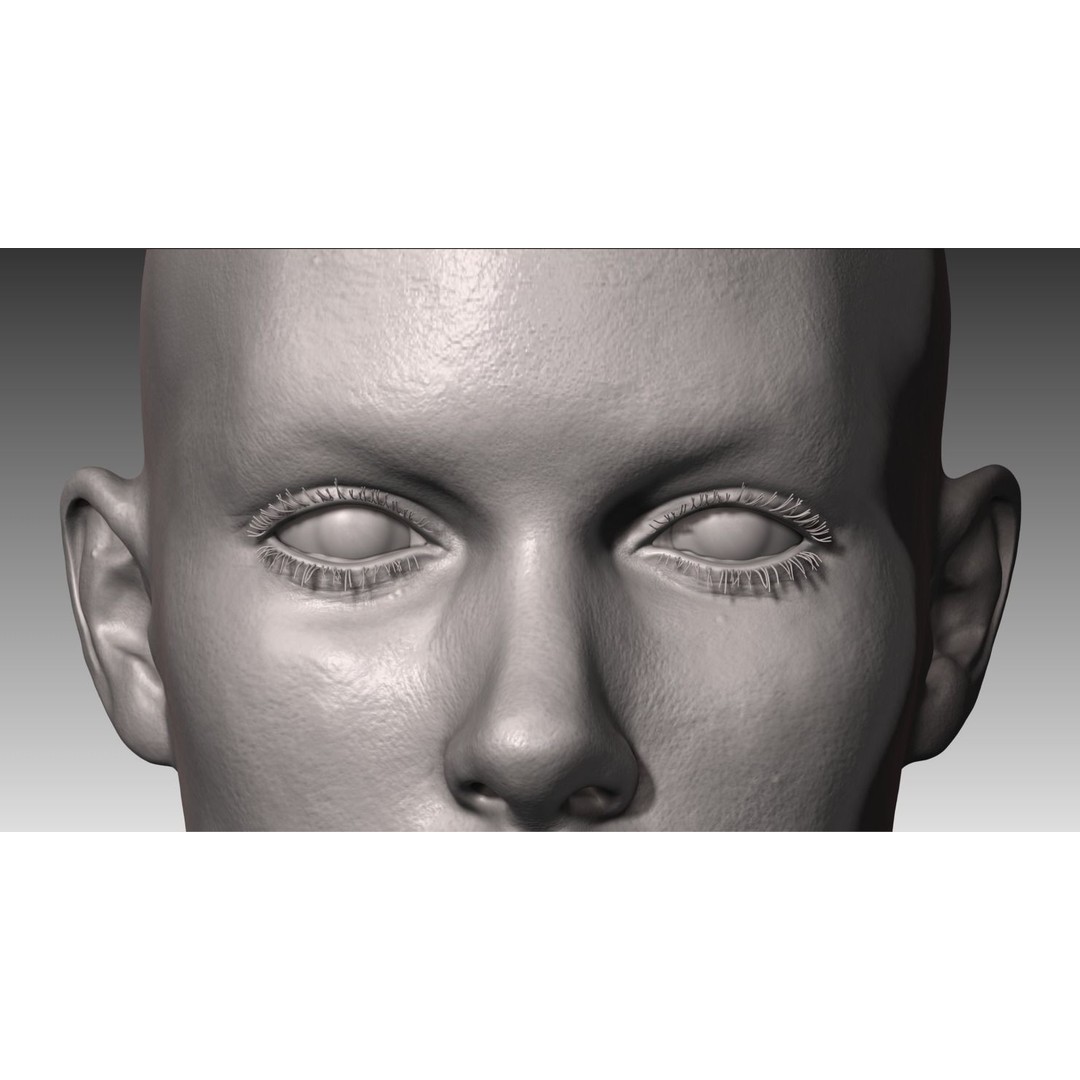 Realistic White Female Head 3D Model – High Poly Character Anatomy, OBJ - View 7