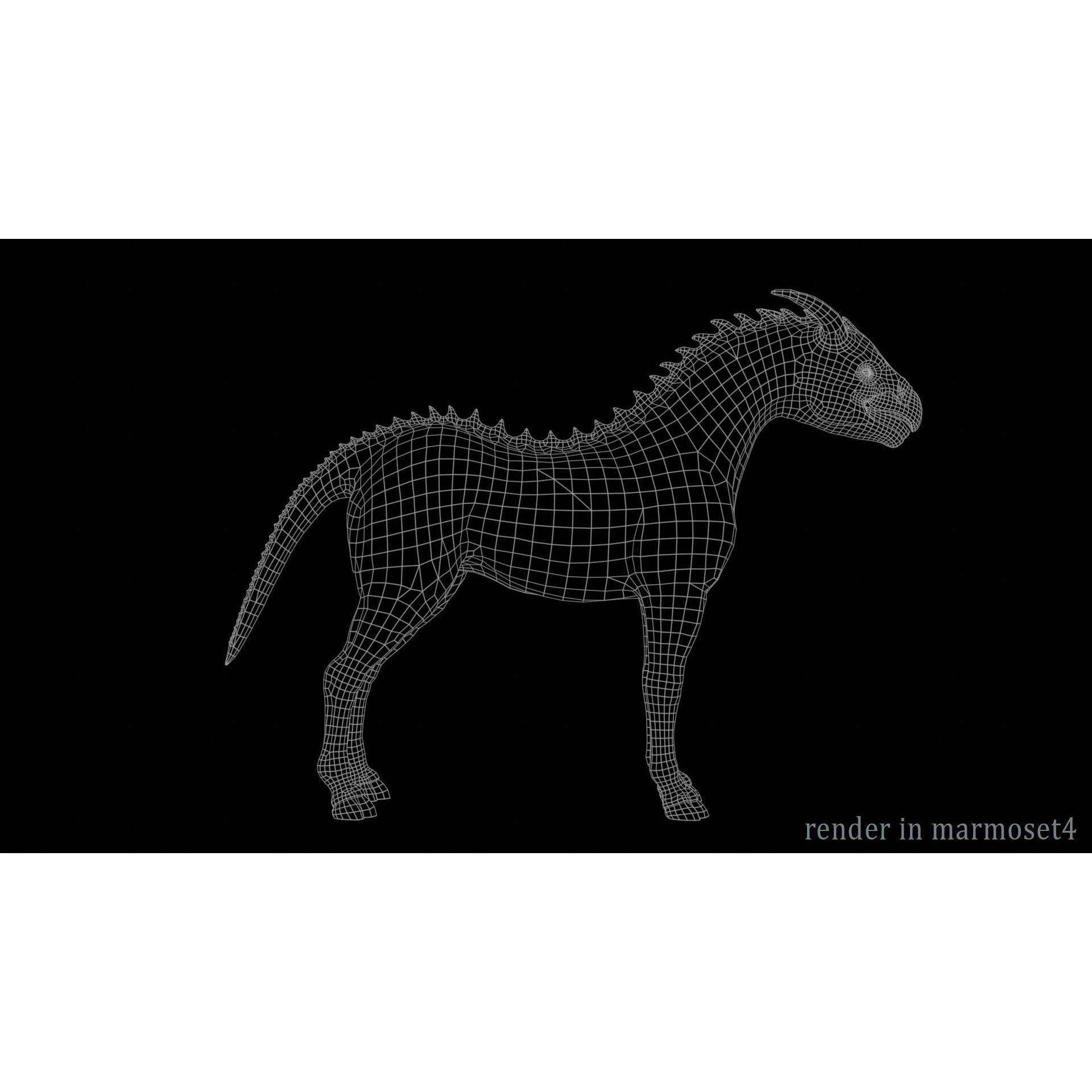 Horse Creature - Low-Poly Game-Ready 3D Model - View 11