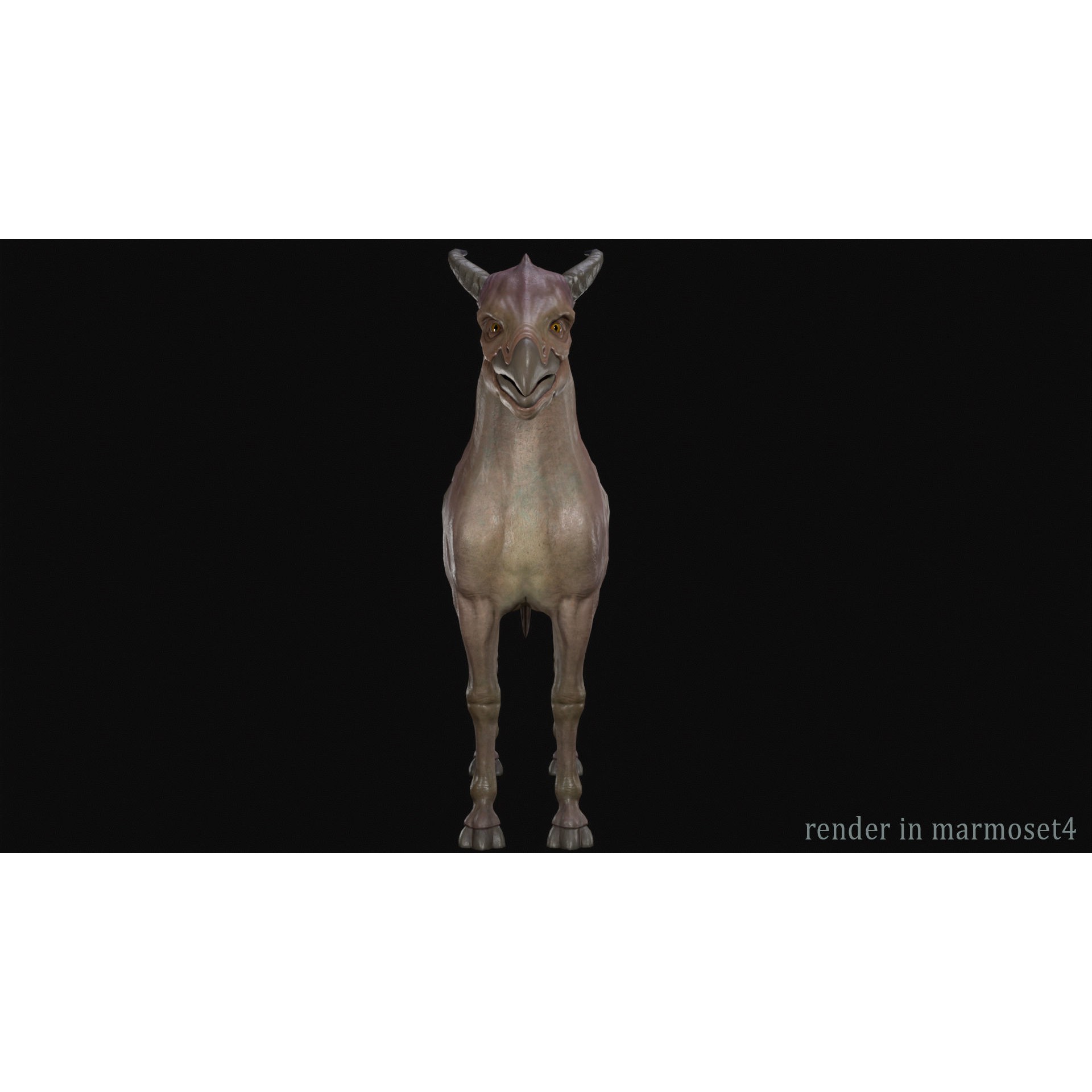 Horse Creature - Low-Poly Game-Ready 3D Model - View 12