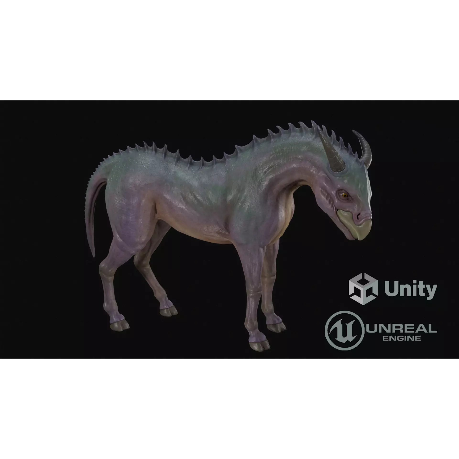 Horse Creature - Low-Poly Game-Ready 3D Model - View 2