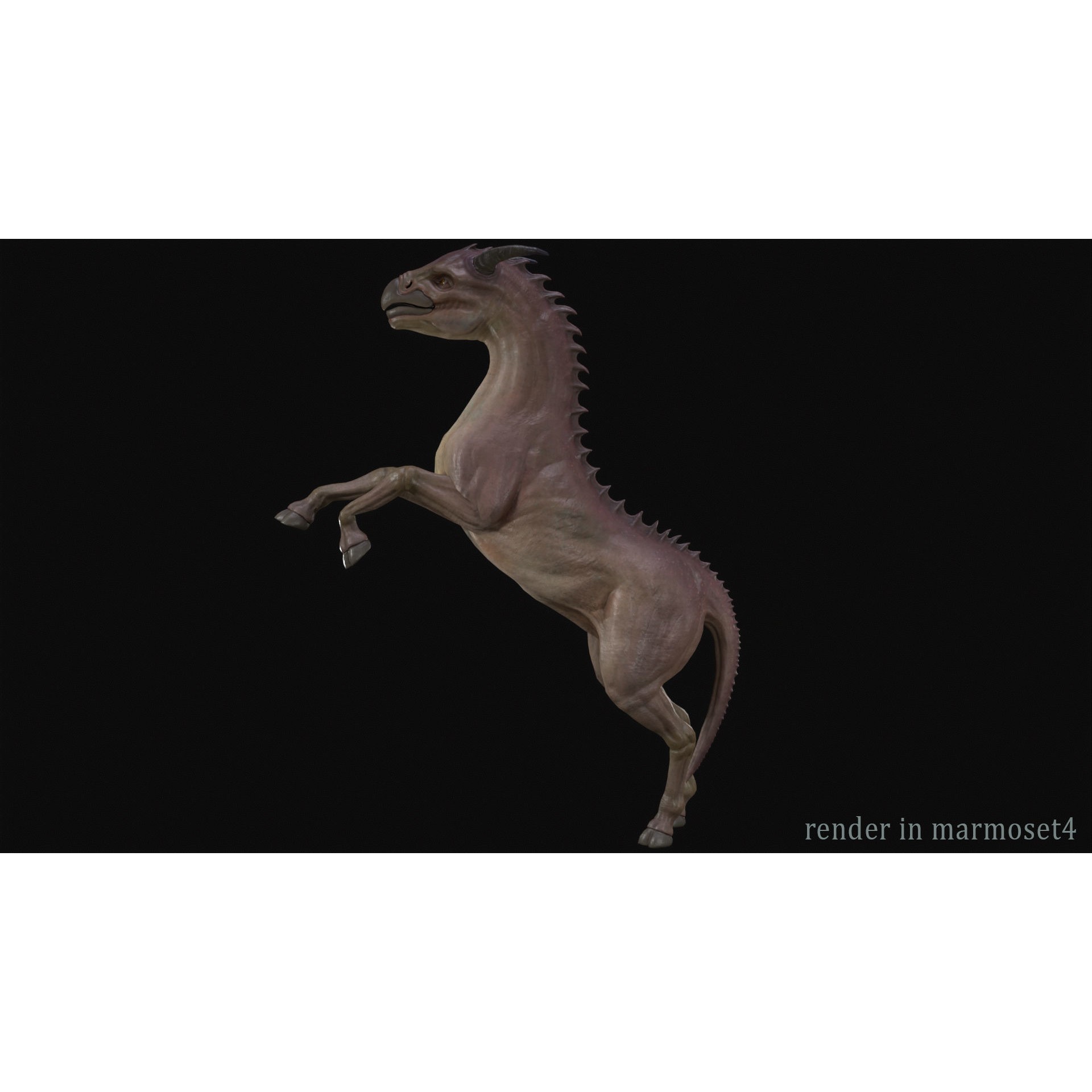 Horse Creature - Low-Poly Game-Ready 3D Model - View 3