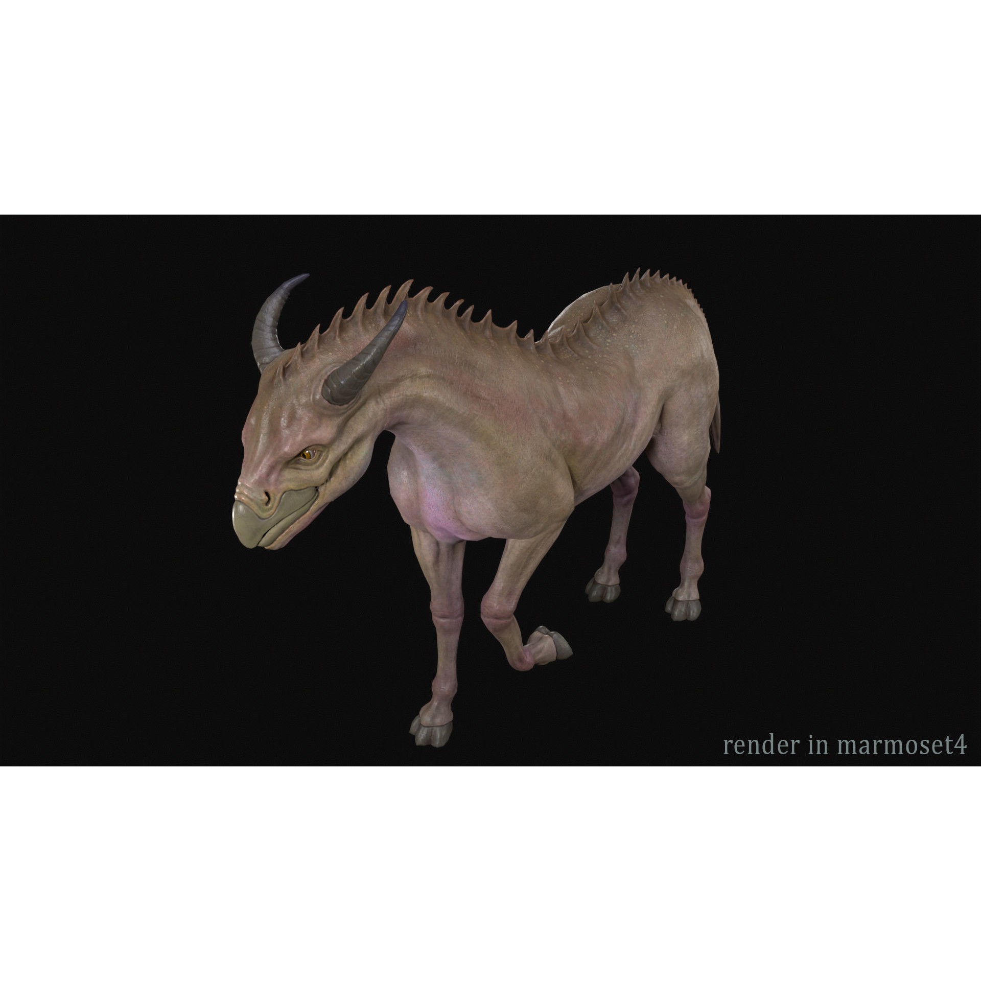 Horse Creature - Low-Poly Game-Ready 3D Model - View 4