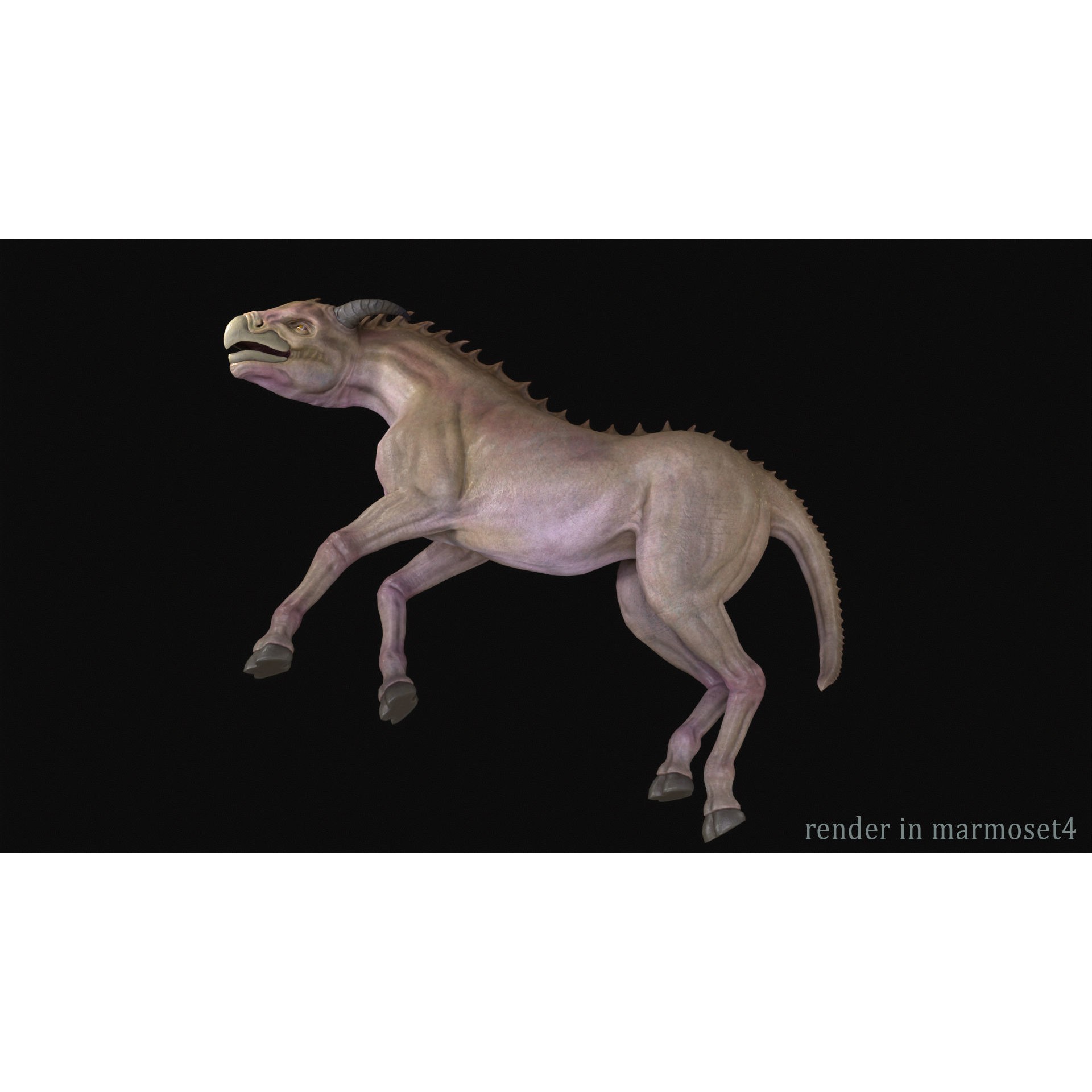 Horse Creature - Low-Poly Game-Ready 3D Model - View 7