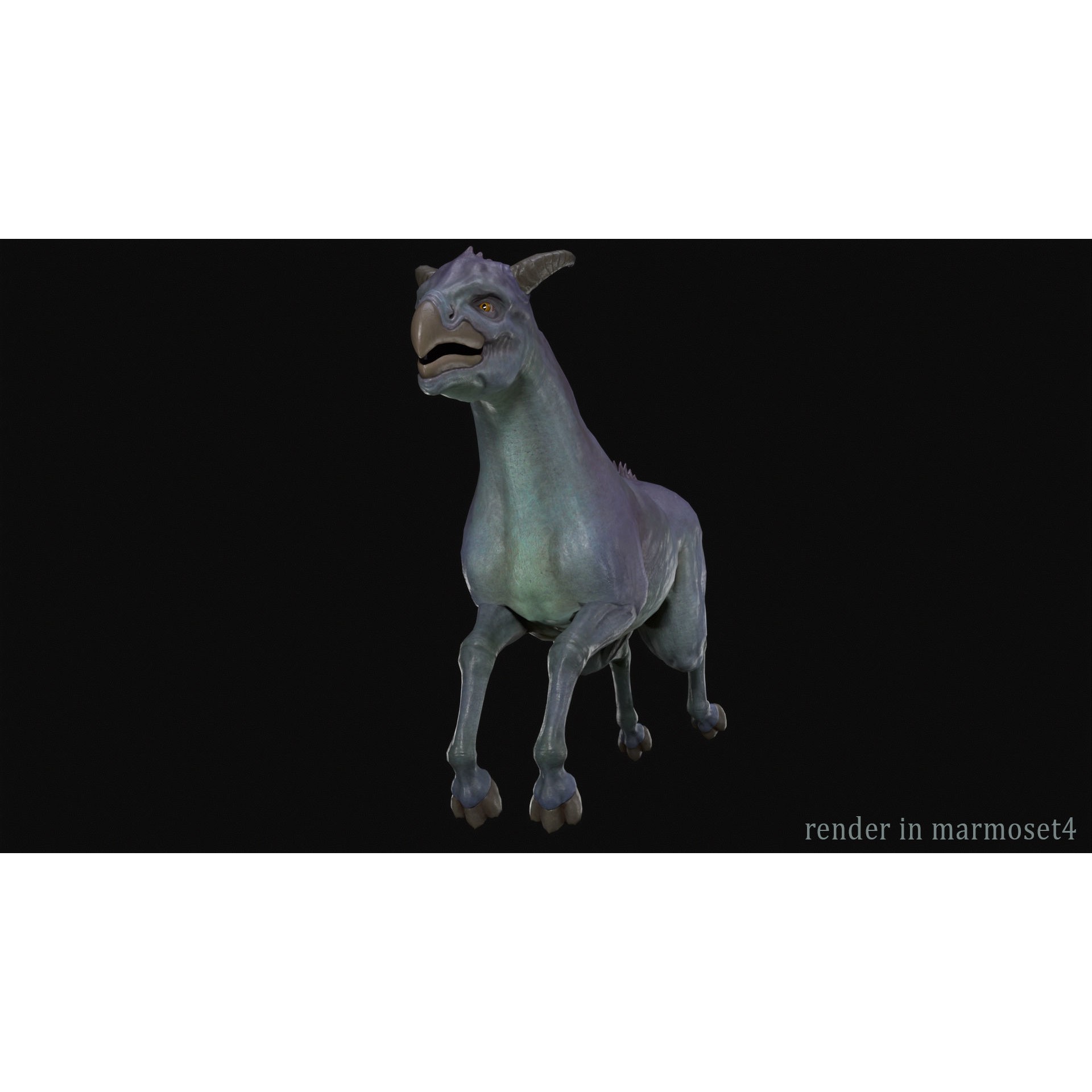 Horse Creature - Low-Poly Game-Ready 3D Model - View 9