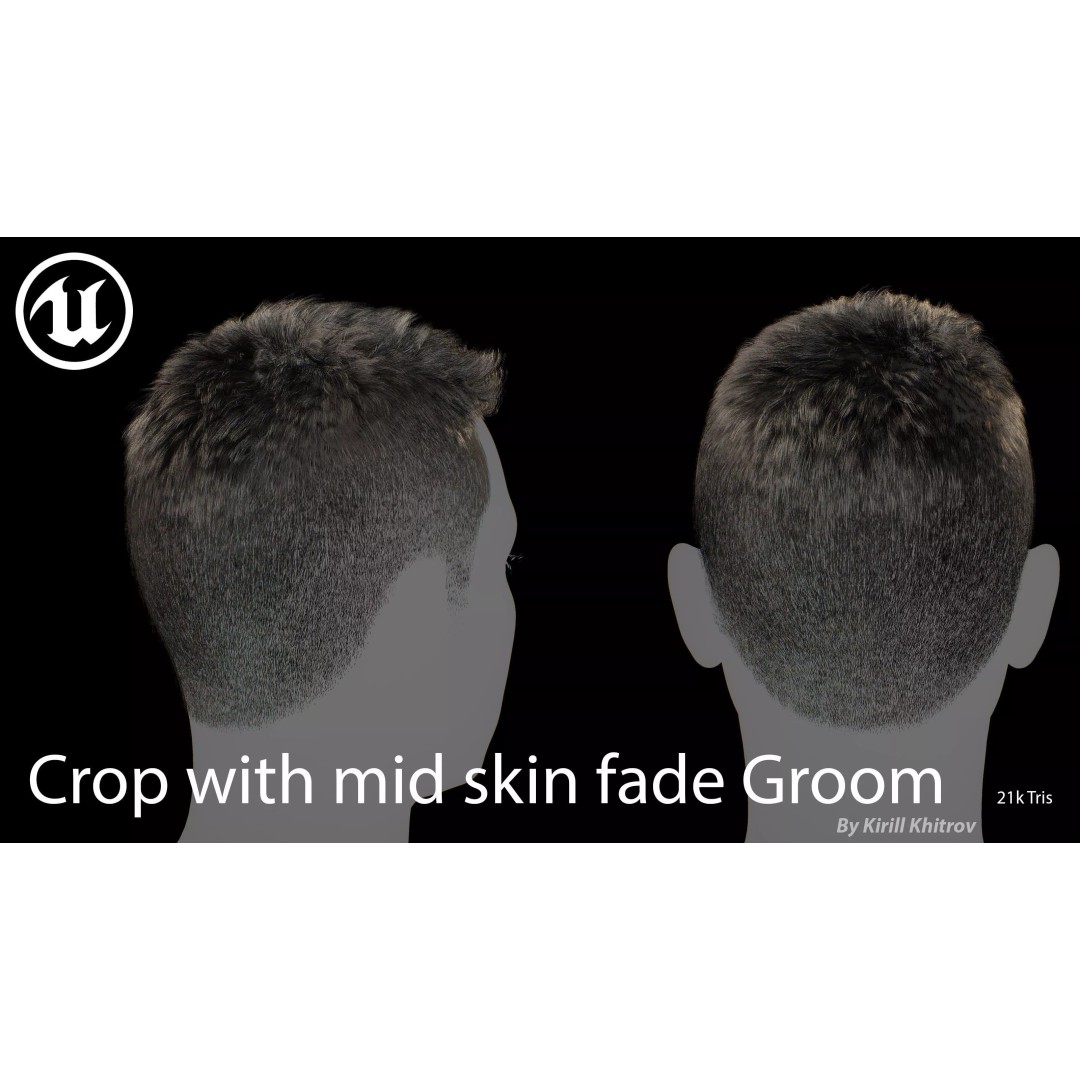 Realistic Hair 3D Model – Textured Crop with Mid Skin Fade, FBX - View 11
